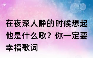 在夜深人靜的時候想起他是什么歌？你一定要幸福歌詞