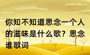 你知不知道思念一個人的滋味是什么歌？思念誰歌詞
