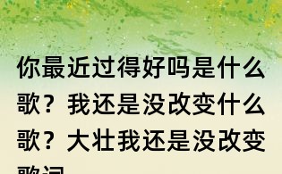 你最近過得好嗎是什么歌？我還是沒改變什么歌？大壯我還是沒改變歌詞