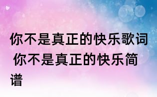 你不是真正的快樂(lè)歌詞 你不是真正的快樂(lè)簡(jiǎn)譜