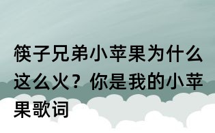 筷子兄弟小蘋果為什么這么火?你是我的小蘋果歌詞