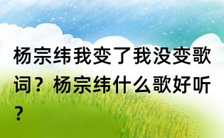 楊宗緯我變了我沒變歌詞？楊宗緯什么歌好聽？