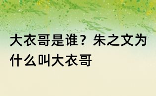 大衣哥是誰？朱之文為什么叫大衣哥