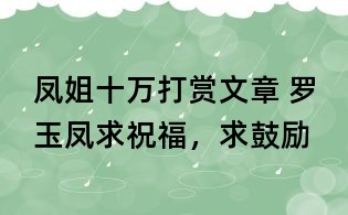 鳳姐十萬打賞文章 羅玉鳳：求祝福，求鼓勵(lì)