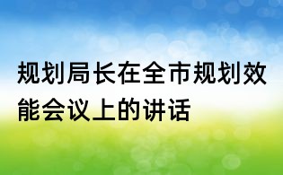 規(guī)劃局長(zhǎng)在全市規(guī)劃效能會(huì)議上的講話