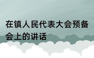 在鎮(zhèn)人民代表大會預備會上的講話