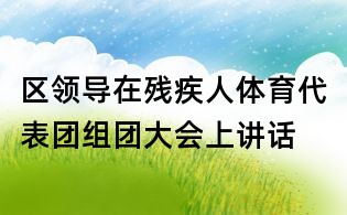 區(qū)領(lǐng)導(dǎo)在殘疾人體育代表團(tuán)組團(tuán)大會上講話