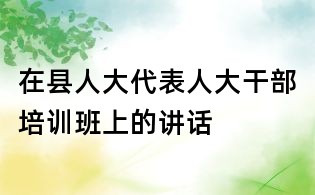 在縣人大代表人大干部培訓(xùn)班上的講話