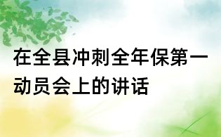在全縣沖刺全年保第一動員會上的講話