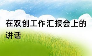 在雙創工作匯報會上的講話