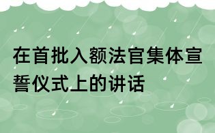 在首批入額法官集體宣誓儀式上的講話