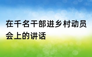 在千名干部進(jìn)鄉(xiāng)村動員會上的講話
