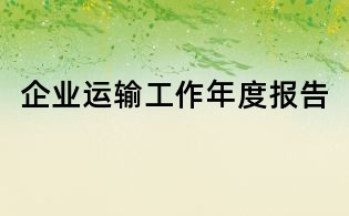 企業(yè)運(yùn)輸工作年度報(bào)告