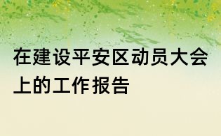 在建設平安區動員大會上的工作報告