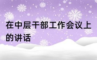 在中層干部工作會議上的講話