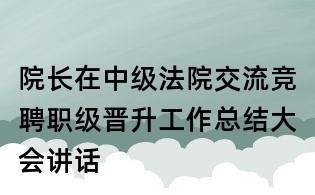 院長在中級法院交流競聘職級晉升工作總結大會講話
