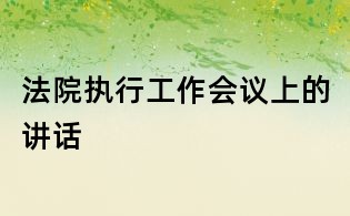 法院執行工作會議上的講話