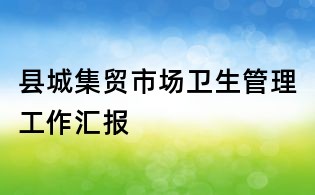 縣城集貿市場衛生管理工作匯報