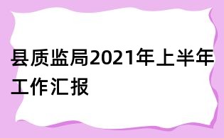縣質監局2021年上半年工作匯報