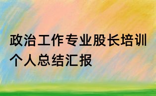 政治工作專業(yè)股長培訓(xùn)個(gè)人總結(jié)匯報(bào)