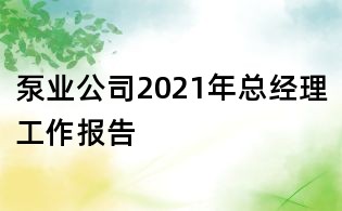 泵業(yè)公司2021年總經(jīng)理工作報告