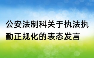 公安法制科關于執法執勤正規化的表態發言