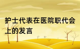 護士代表在醫院職代會上的發言