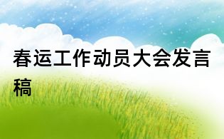 春運工作動員大會發言稿