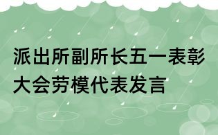 派出所副所長五一表彰大會(huì)勞模代表發(fā)言