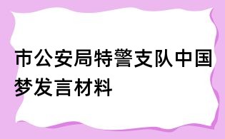 市公安局特警支隊中國夢發(fā)言材料