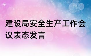 建設(shè)局安全生產(chǎn)工作會(huì)議表態(tài)發(fā)言