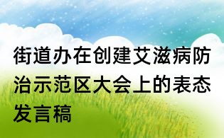 街道辦在創(chuàng)建艾滋病防治示范區(qū)大會上的表態(tài)發(fā)言稿