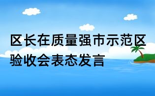 區長在質量強市示范區驗收會表態發言