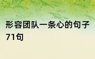 形容團(tuán)隊(duì)一條心的句子71句
