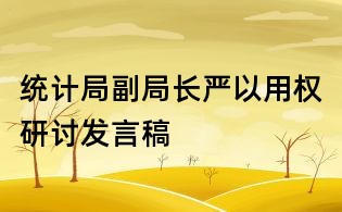 統計局副局長嚴以用權研討發言稿