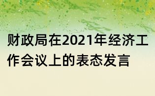財政局在2021年經濟工作會議上的表態發言