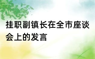 掛職副鎮(zhèn)長(zhǎng)在全市座談會(huì)上的發(fā)言