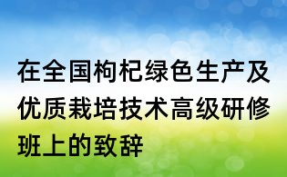 在全國(guó)枸杞綠色生產(chǎn)及優(yōu)質(zhì)栽培技術(shù)高級(jí)研修班上的致辭