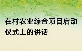 在村農(nóng)業(yè)綜合項目啟動儀式上的講話
