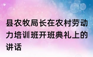 縣農(nóng)牧局長(zhǎng)在農(nóng)村勞動(dòng)力培訓(xùn)班開班典禮上的講話