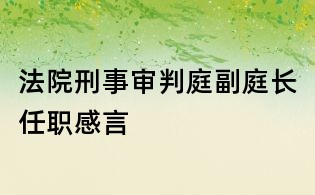 法院刑事審判庭副庭長任職感言