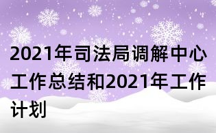 2021年司法局調(diào)解中心工作總結(jié)和2021年工作計劃