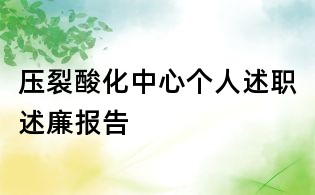 壓裂酸化中心個人述職述廉報告