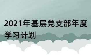 2021年基層黨支部年度學(xué)習(xí)計(jì)劃