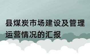 縣煤炭市場建設及管理運營情況的匯報