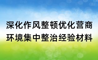深化作風(fēng)整頓優(yōu)化營商環(huán)境集中整治經(jīng)驗材料