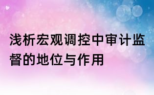 淺析宏觀調(diào)控中審計(jì)監(jiān)督的地位與作用