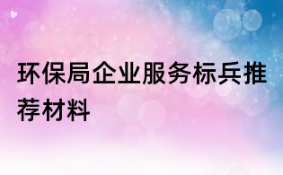 環(huán)保局企業(yè)服務標兵推薦材料