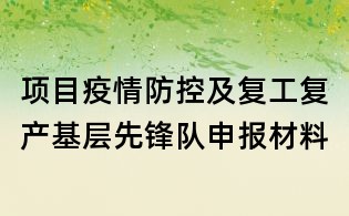 項目疫情防控及復工復產基層先鋒隊申報材料