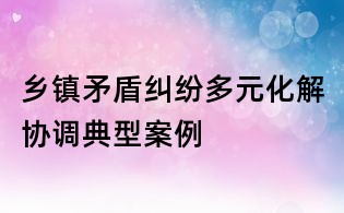 鄉鎮矛盾糾紛多元化解協調典型案例